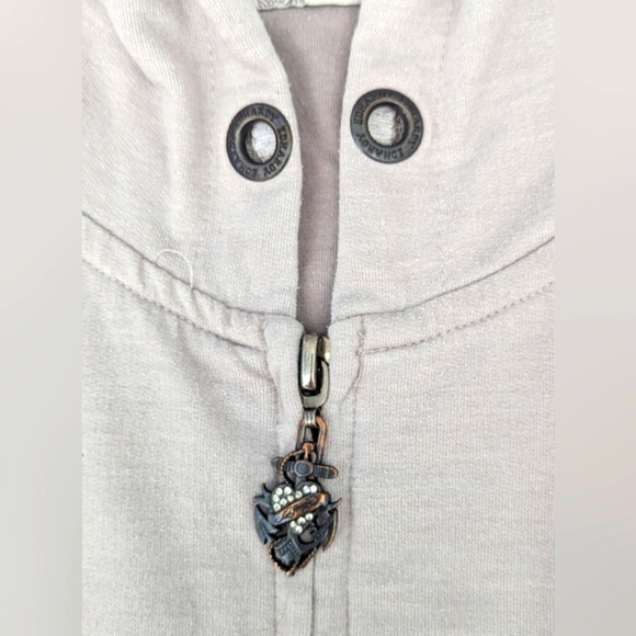 Vintage Ed Hardy Women's (Large) Slim Long Zip-Front Hoodie With Graphics & Lace - Picture 16 of 16